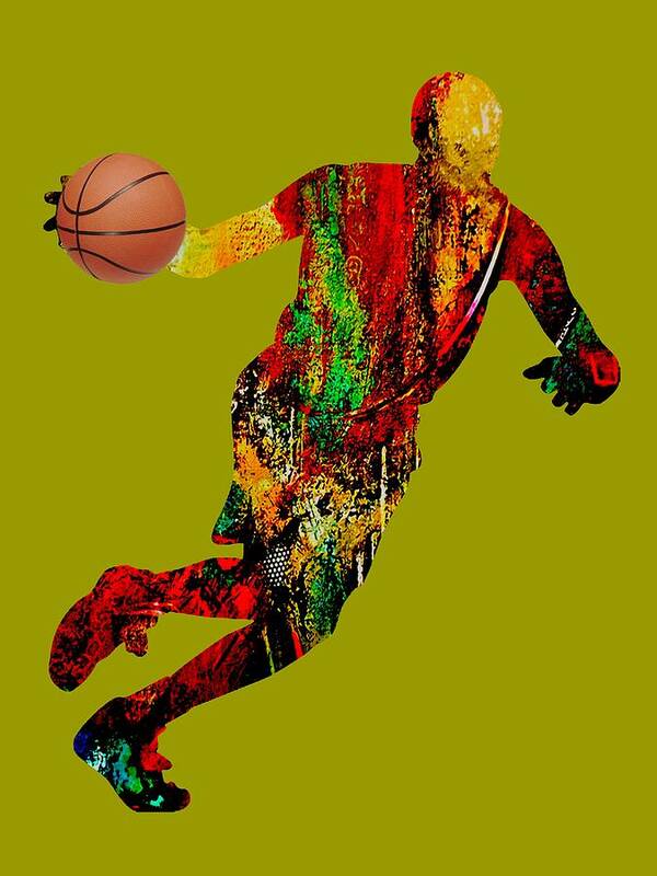 Basketball Art Print featuring the mixed media Basketball Collection #7 by Marvin Blaine