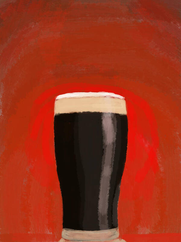 Food Art Print featuring the digital art A glass of stout by Keshava Shukla