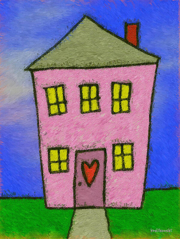 House Art Print featuring the painting A Happy Home by Ken Krolikowski