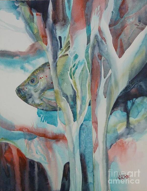 Fish Art Print featuring the painting A l'abris by Donna Acheson-Juillet