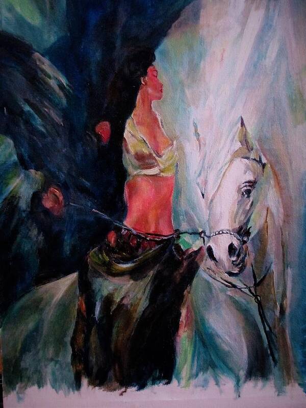 Horse Art Print featuring the painting A Rider by Khalid Saeed