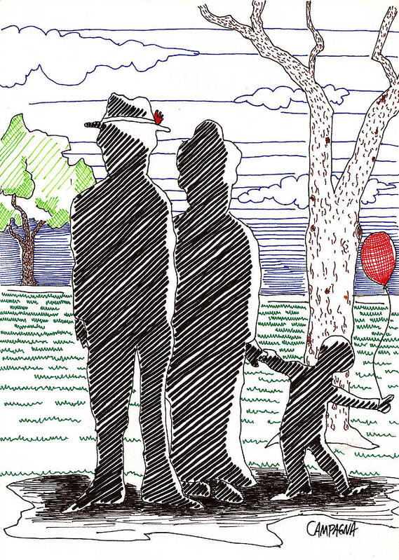 Artist Marker Art Print featuring the drawing A Walk in the Park by Teddy Campagna