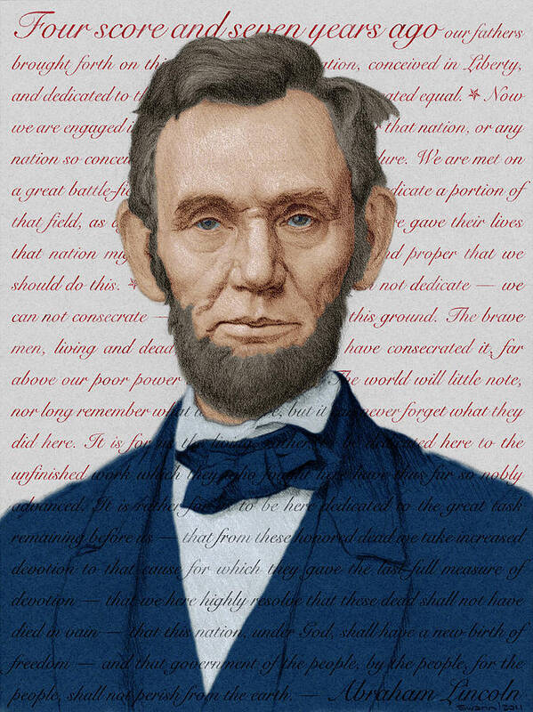 Abraham Lincoln Art Print featuring the digital art Abraham Lincoln - Patriotic Palette by Swann Smith