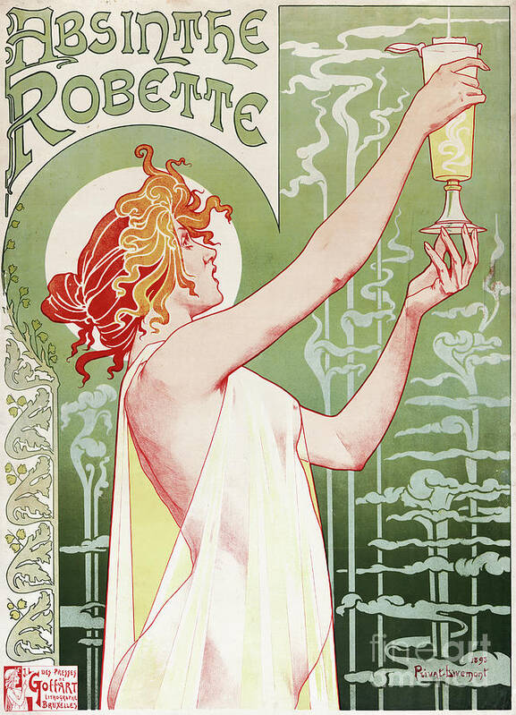 Absinthe Art Print featuring the painting Absinthe Robette Vintage Poster by Privat Livemont