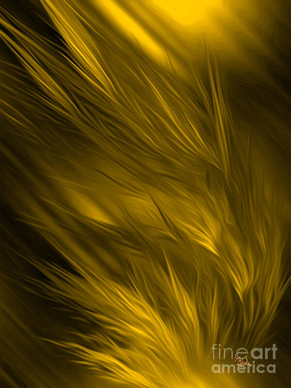 Rgiada Art Print featuring the digital art Abstract art - Feathered path gold by RGiada by Giada Rossi