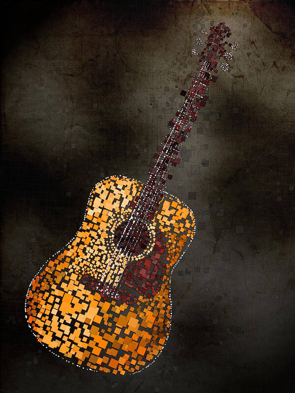 Guitar Art Print featuring the mixed media Abstract Guitar by Michael Tompsett