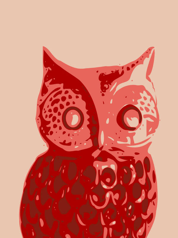 Animal Art Print featuring the digital art Abstract Owl Contours Glaze by Keshava Shukla