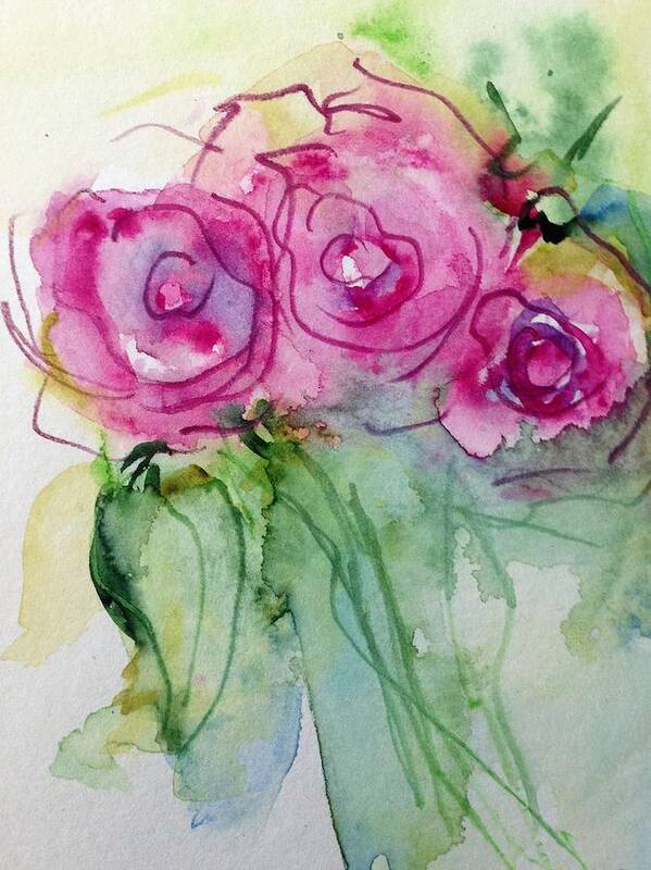 New Art Print featuring the painting Abstract Roses by Britta Zehm