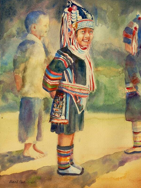 Thailand Art Print featuring the painting Akha Child by Barbara Parisien