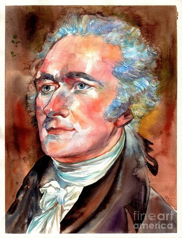Alexander Art Print featuring the painting Alexander Hamilton watercolor by Suzann Sines