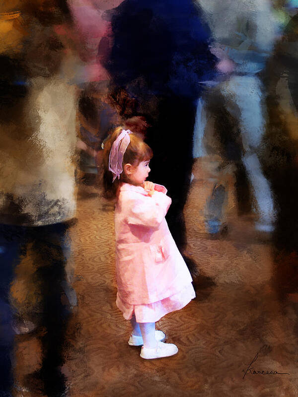 Girl Art Print featuring the digital art All Alone in a Crowd by Frances Miller