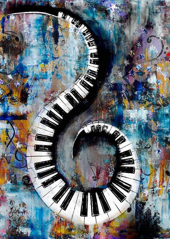 Abstract Art Print featuring the mixed media All That Jazz by Wayne Cantrell