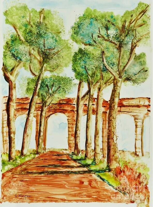 Rome Art Print featuring the painting Ancient Roman Aqueduct by Laurie Morgan