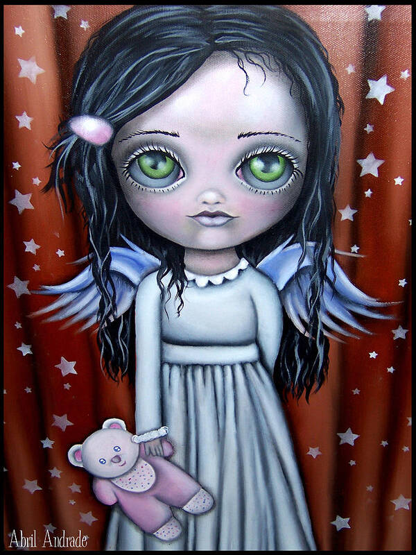 Abril Andrade Griffith Art Print featuring the painting Angel Girl by Abril Andrade
