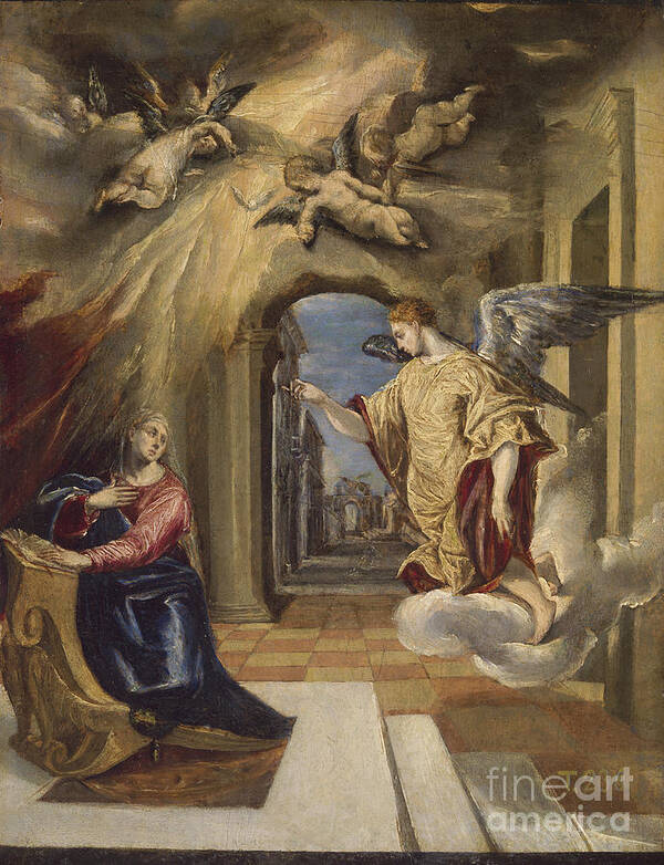 Greco - Annunciation 1570 Art Print featuring the painting Annunciation by Celestial Images