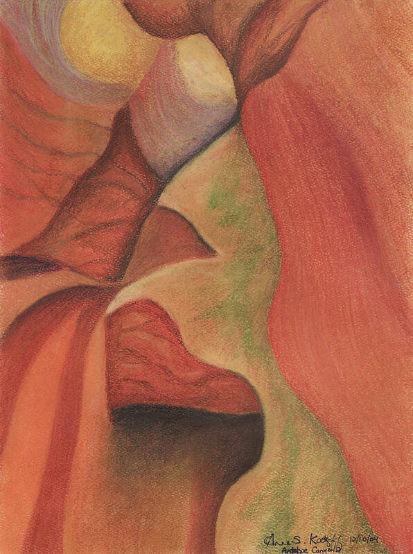 Antelope Canyon Art Print featuring the pastel Antelope Canyon 2 by Anne Katzeff