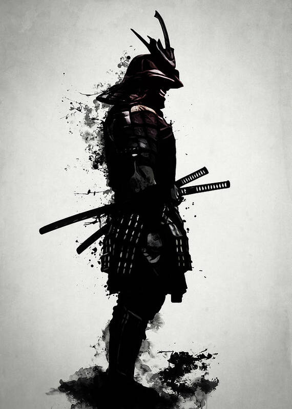 Samurai Art Print featuring the mixed media Armored Samurai by Nicklas Gustafsson