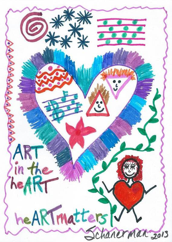 Doodle Art Art Print featuring the drawing ART in the heART by Susan Schanerman