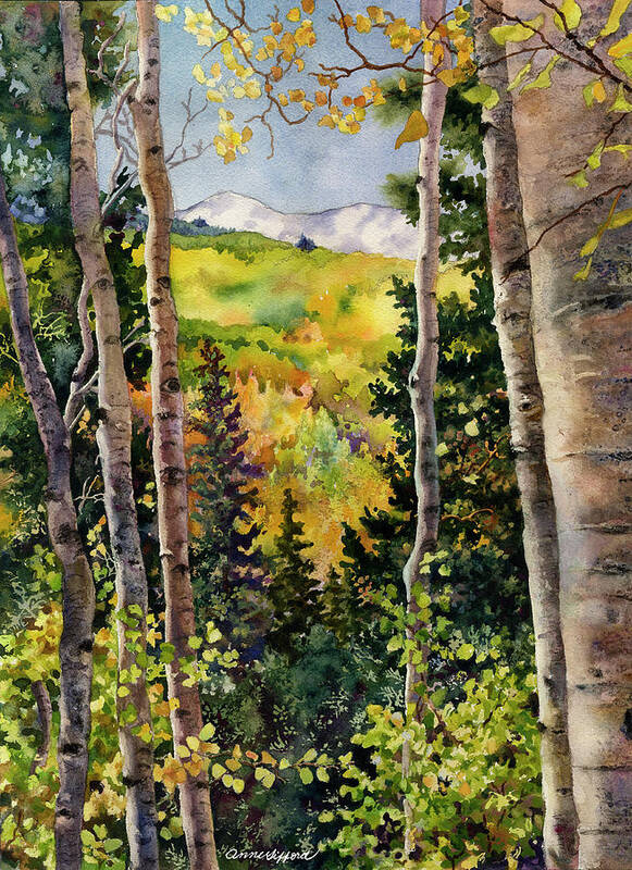 Autumn Painting Art Print featuring the painting Aspen Afternoon by Anne Gifford