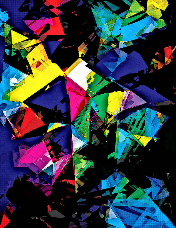 Abstract Art Print featuring the digital art Assorted Shapes And Colors by Phil Perkins