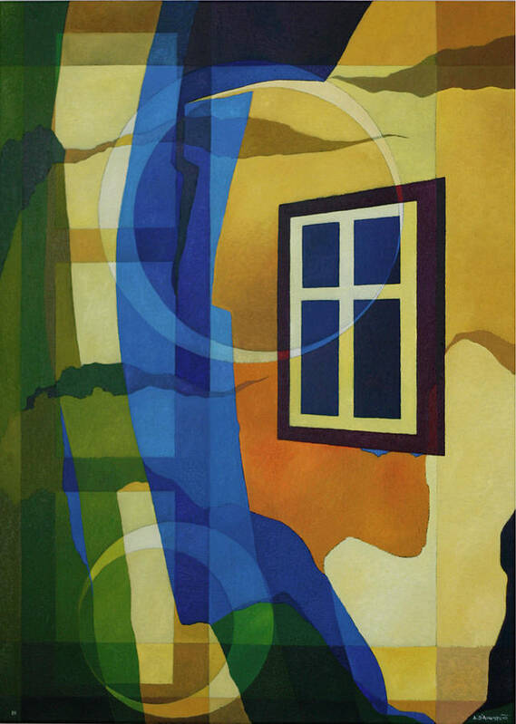 #oil #abstract #geometric #painting #window Art Print featuring the painting At Amadeo's Window by Alberto DAssumpcao