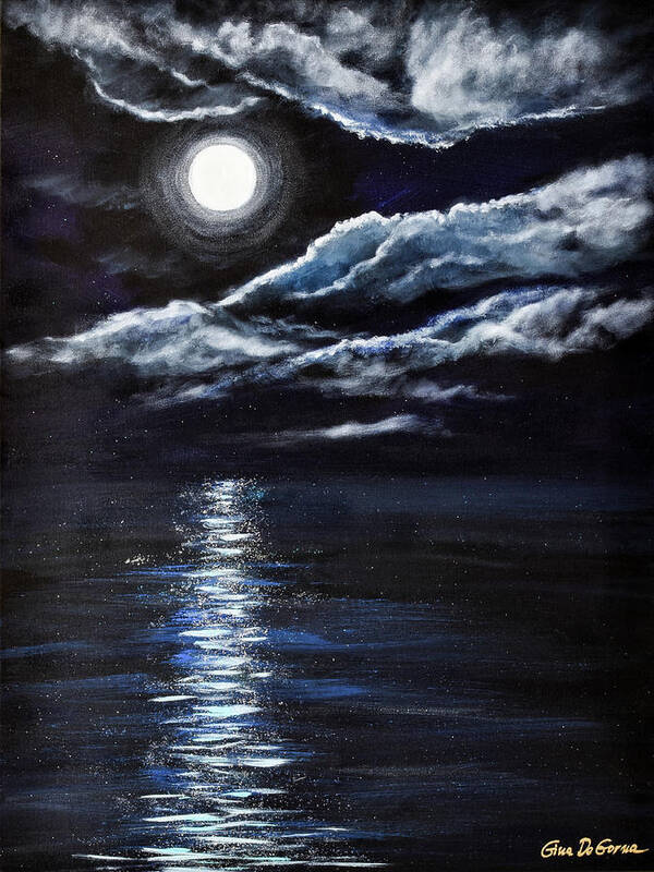 Moon Art Print featuring the painting At Moonlight by Gina De Gorna