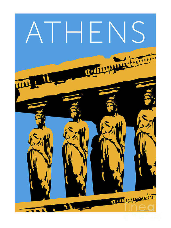 Athens Art Print featuring the digital art ATHENS Erechtheum Blue by Sam Brennan