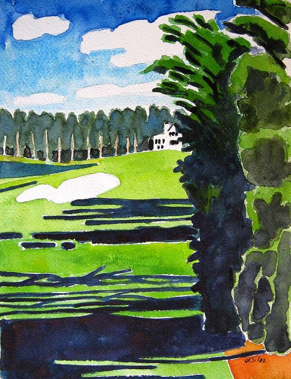 Golf Art Art Print featuring the painting Augusta 18th Georgia by Lesley Giles