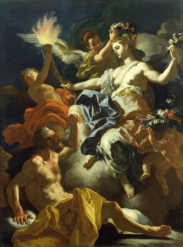 Francesco Solimena Art Print featuring the painting Aurora Taking Leave of Tithonus by Francesco Solimena