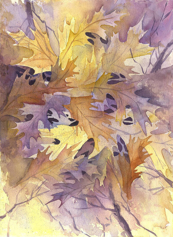 Leave Art Print featuring the painting Autumn Leaves by Gladys Folkers