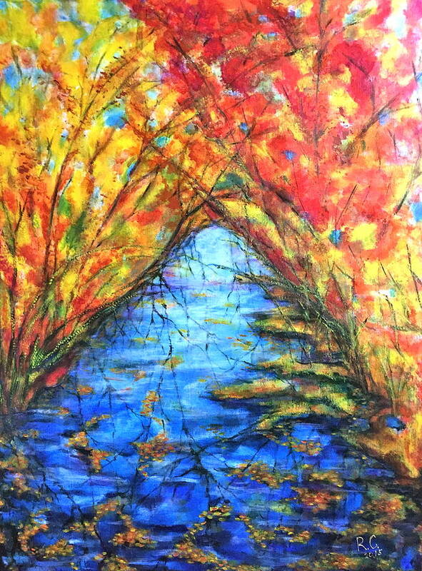 Autumn Art Print featuring the painting Autumn Reflections 2 by Rae Chichilnitsky
