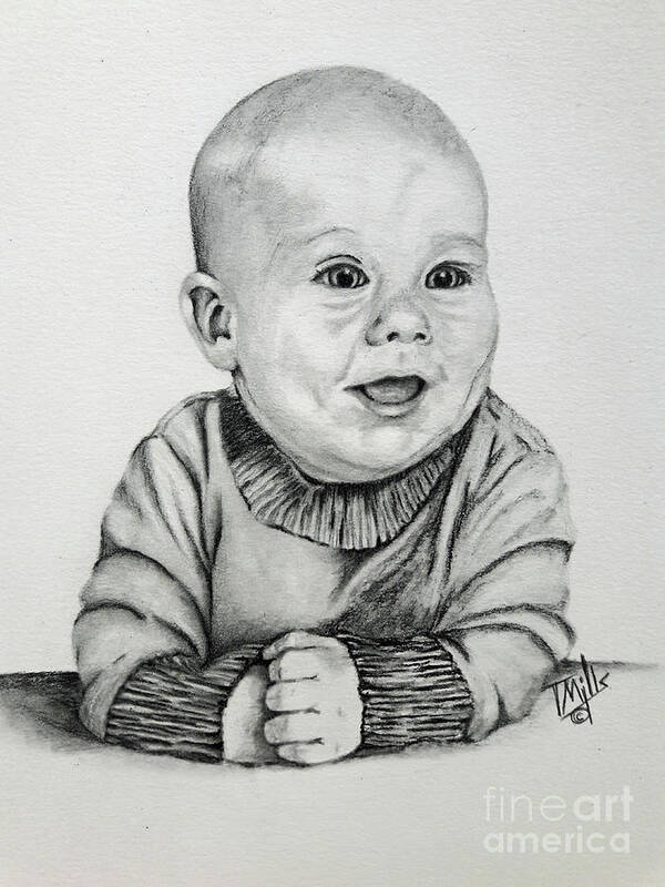 Baby Art Print featuring the drawing Baby Boy by Terri Mills