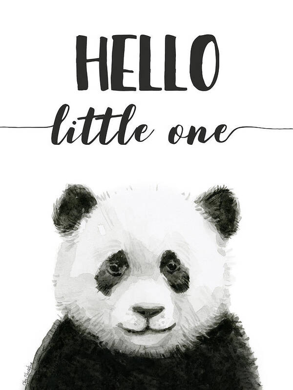 Baby Panda Art Print featuring the painting Baby Panda Hello Little One Nursery Decor by Olga Shvartsur