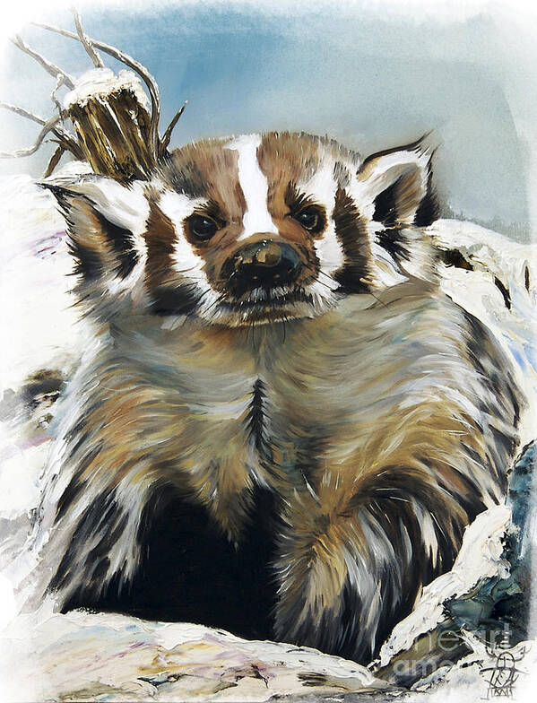 Southwest Art Art Print featuring the painting Badger - Guardian of the South by J W Baker