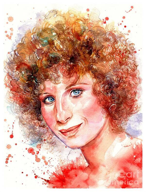 Barbra Art Print featuring the painting Barbra Streisand portrait by Suzann Sines