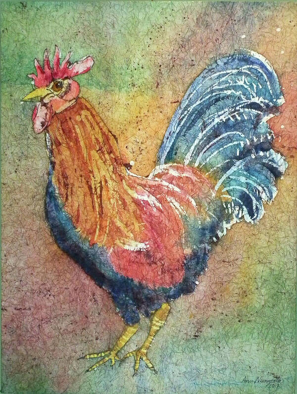 Animal Art Print featuring the painting Barnyard Rooster by Ann Nunziata