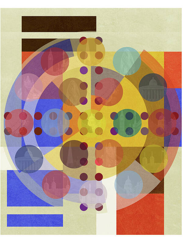 Bauhaus London Abstract Mondrian Spot Dots Damien Hirst Geometric Sonia Delaunay London Pop Big Fat Arts Online Artwork Photographs Prints Affordable Limited Editions Czar Catstick Uk Portraits Union Flag Abstract Bauhaus Gallery Battersea​ Czarcatstick Artist Onlineartgallery Bigfatarts Bfa Londongallery Painting Photos Affordable Art Battersea Geometric Abstractart Artwork C-zar​.com Bigfatarts.net Art Print featuring the digital art Bauhaus London TWO by BFA Prints