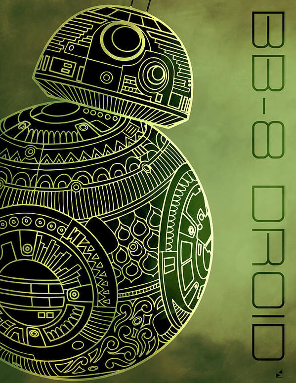 Bb8 Art Print featuring the mixed media BB8 DROID - Star Wars Art - Metallic by Studio Grafiikka