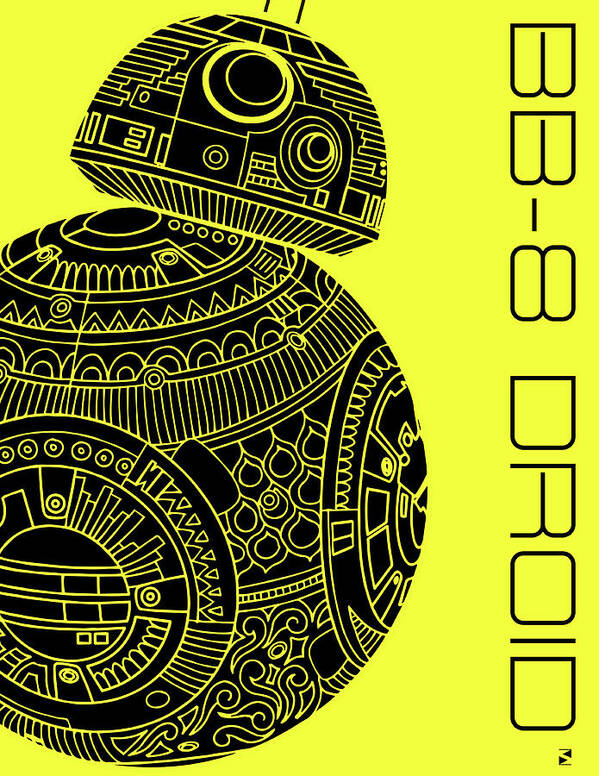 Bb8 Art Print featuring the mixed media BB8 DROID - Star Wars Art, Yellow by Studio Grafiikka