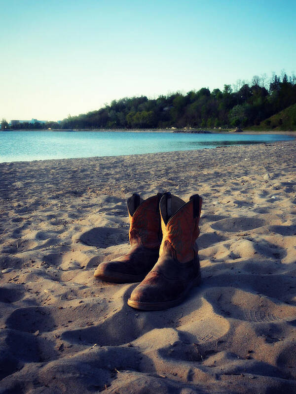 Beached Boots Art Print featuring the painting Beached Boots by Cyryn Fyrcyd