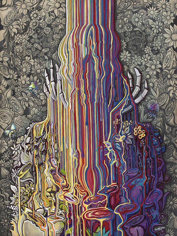 Skull Art Print featuring the painting Beautiful Meltdown by David Sockrider