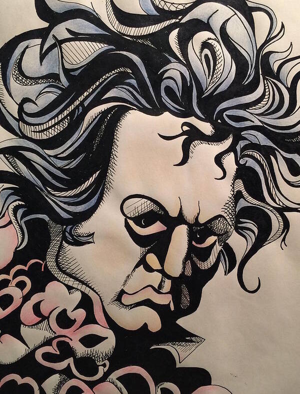 Beethoven Art Print featuring the drawing Beethoven by Jan Steinle