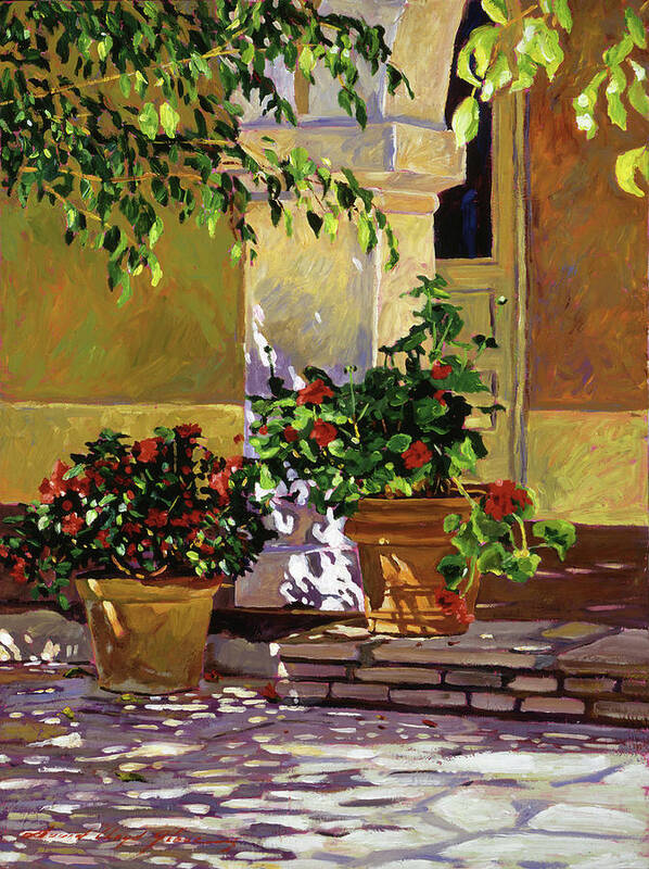 Bel-air Hotel Art Print featuring the painting Bel-Air Patio Steps by David Lloyd Glover