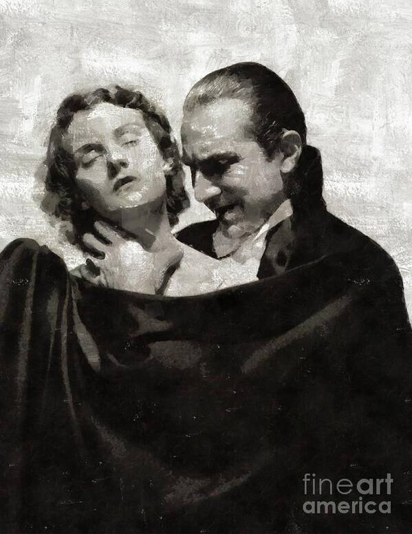 Bela Art Print featuring the painting Bela Lugosi and Helen Chandler, Dracula by Esoterica Art Agency