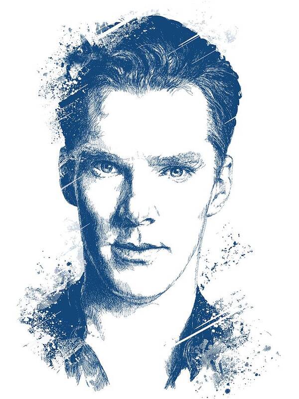 Benedict Drawings Art Print featuring the digital art Benedict Cumberbatch Portrait by Chad Lonius