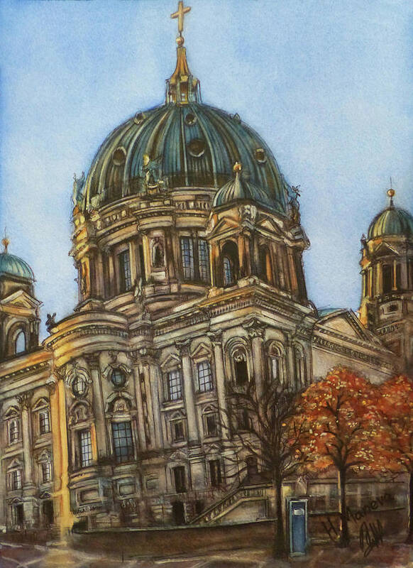 Berliner Dom Art Print featuring the painting Berliner Dom by Henrieta Maneva