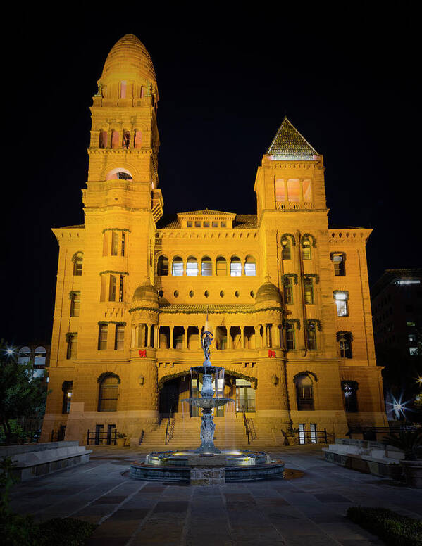 Bexar County Art Print featuring the photograph Bexar County Courthouse Illumination by Stephen Stookey