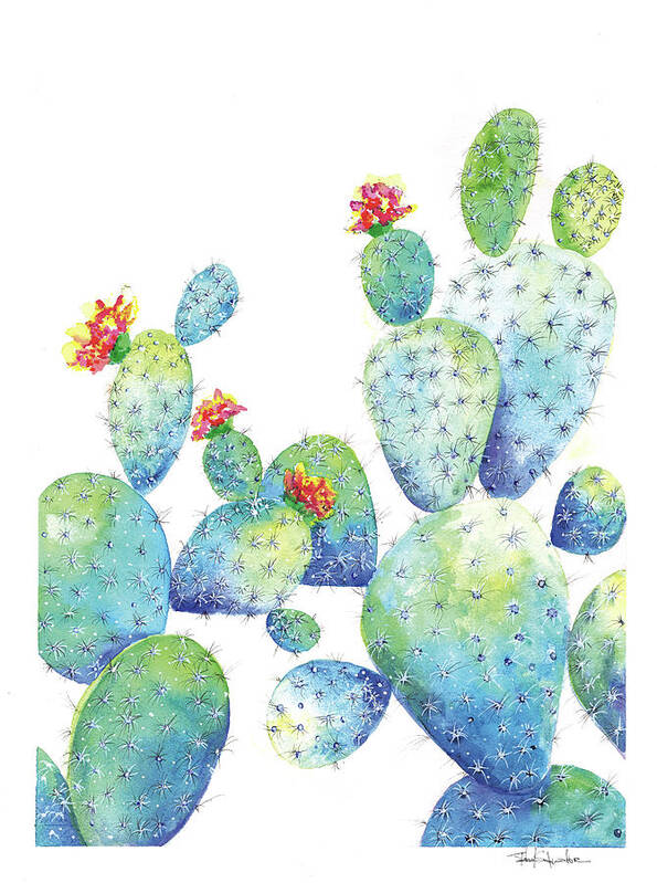 Cactus Art Print featuring the painting BLue Cactus by Isabel Salvador