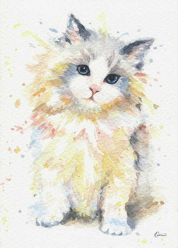 Blue-Gem Ragdoll Cat Art Print by 