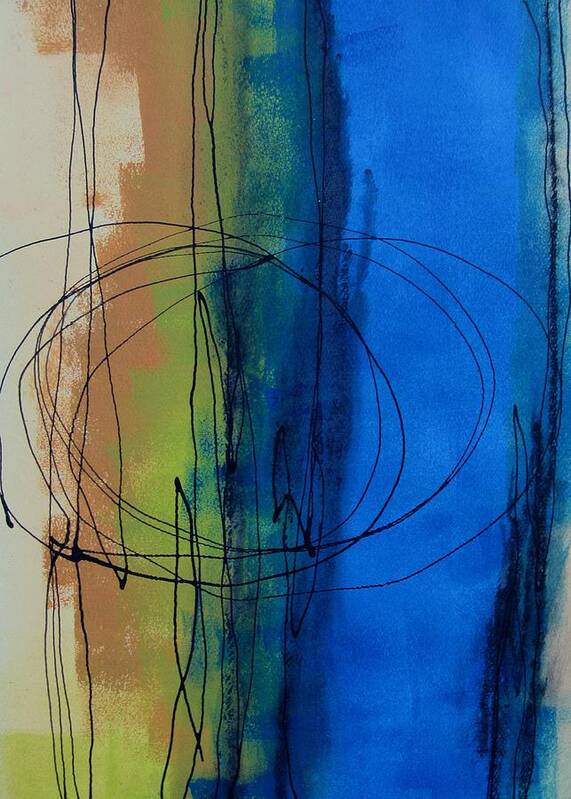 Abstract Art Print featuring the painting Blue S1 by Louise Adams